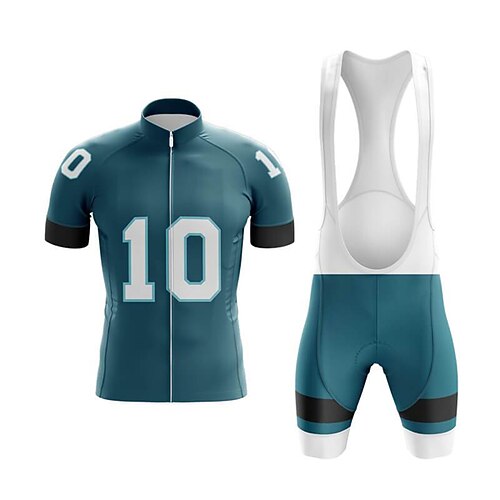

Men's Short Sleeve Cycling Jersey with Bib Shorts Blue Bike 3D Pad Breathable Quick Dry Sports Graphic Clothing Apparel