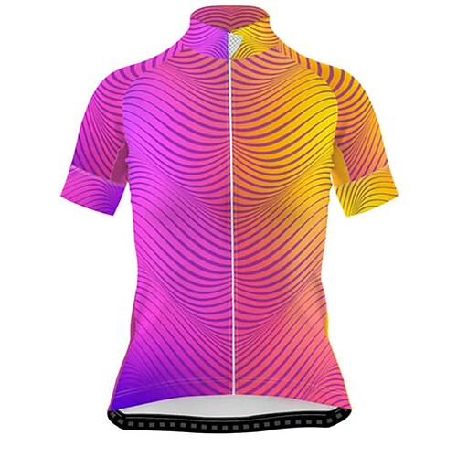 

21Grams Women's Cycling Jersey Short Sleeve Bike Jersey Top with 3 Rear Pockets Mountain Bike MTB Road Bike Cycling Breathable Quick Dry Moisture Wicking Rosy Pink Stripes Spandex Polyester Sports