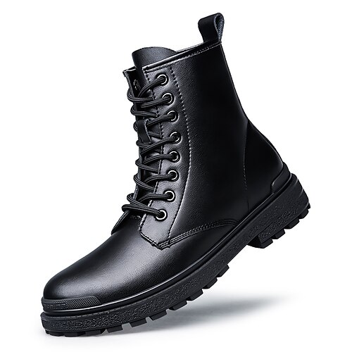 

Men's Boots Combat Boots Sporty Casual Classic Daily Cowhide Booties / Ankle Boots Black Fall Spring