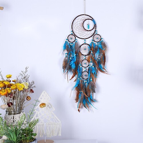 

Boho Dream Catcher Handmade Gift Wall Hanging Decor Art Ornament Craft Tree of Life Bead Feather For Kids Bedroom Wedding Festival