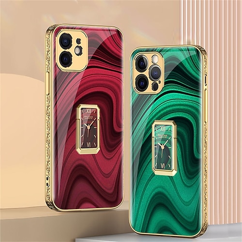 

Phone Case Luxury Tempered Glass Painted Plated Hard Cover For Apple iPhone 13 Pro Max Case with Ring Holder Case For iPhone 11 12 Pro Max