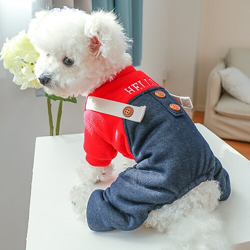 

Dog Cat Jumpsuit Quotes & Sayings Adorable Cute Dailywear Casual Daily Winter Dog Clothes Puppy Clothes Dog Outfits Soft Red Costume for Girl and Boy Dog Polyester XS S M L XL