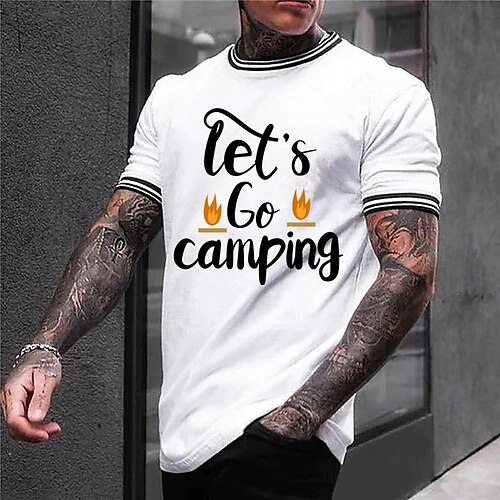 

Men's T shirt Tee Graphic Patterned Solid Color Flame Letter Crew Neck Casual Daily Short Sleeve Tops Casual White Black / Sports