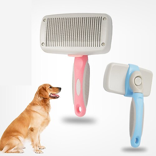 

Self-Cleaning Slicker Brush for Dogs Cats - The Ultimate Dog Brush for Shedding Hair Fur - Comb for Grooming Long Haired & Short Haired Dogs Cats Rabbits & More Deshedding Tool Cat Brush