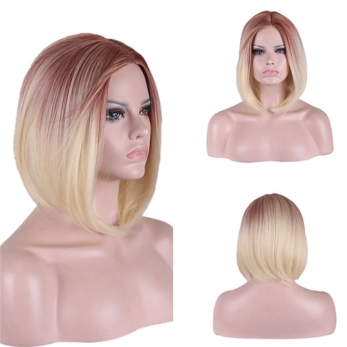 

Synthetic Wig Straight Middle Part Machine Made Wig Medium Length A1 Synthetic Hair Women's Soft Classic Easy to Carry Blonde Auburn Mixed Color / Daily Wear / Party / Evening