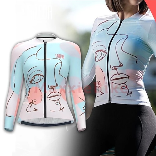 

21Grams Women's Cycling Jersey Long Sleeve Bike Top with 3 Rear Pockets Mountain Bike MTB Road Bike Cycling Breathable Quick Dry Moisture Wicking Blue Graphic Patterned Spandex Polyester Sports
