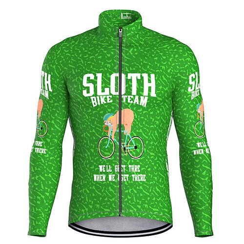 

21Grams Men's Cycling Jersey Long Sleeve Bike Top with 3 Rear Pockets Mountain Bike MTB Road Bike Cycling Breathable Quick Dry Moisture Wicking Reflective Strips Green Sloth Polyester Spandex Sports