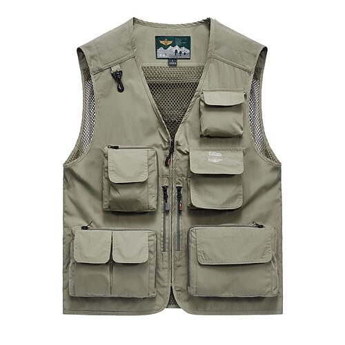 

Men's Fishing Vest Hiking Vest Top Outdoor Breathable Quick Dry Lightweight Multi Pockets Summer naturals Black Grey Climbing Camping / Hiking / Caving