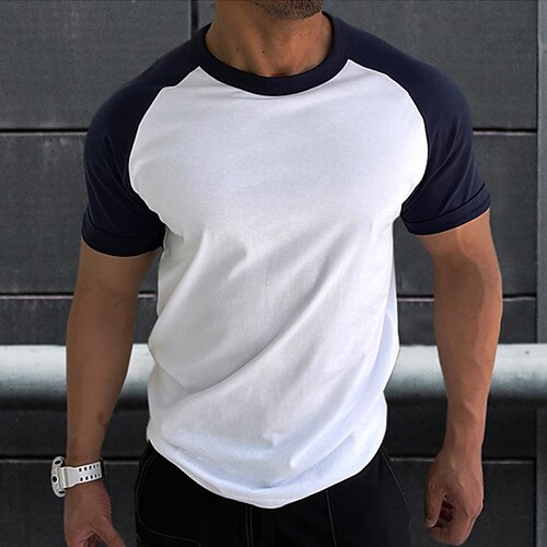 

Men's T shirt Tee Color Block Crew Neck Street Daily Short Sleeve Tops Designer Casual Fashion Comfortable Black / White