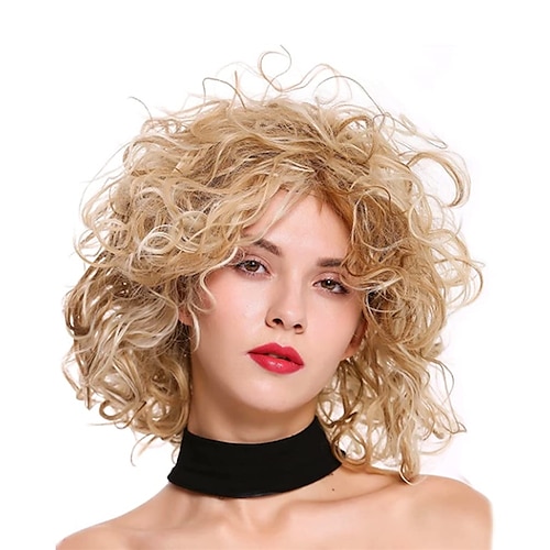 

Hair Metal Wigs Short Curly Blonde Wig for Women Shaggy Curly Natural Synthetic Heat Resistant Cosplay Costume Wig