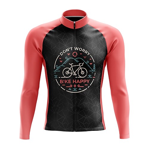 

21Grams Men's Cycling Jersey Long Sleeve Bike Top with 3 Rear Pockets Mountain Bike MTB Road Bike Cycling Breathable Quick Dry Moisture Wicking Reflective Strips Black Graphic Polyester Spandex Sports