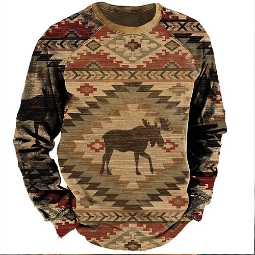 

Men's Unisex Sweatshirt Pullover Tribal Graphic Prints Patchwork Print Daily Sports Holiday 3D Print Designer Casual Hoodies Sweatshirts Brown