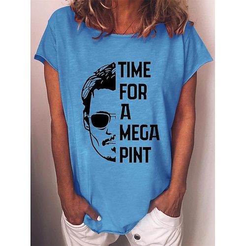 

Women's T shirt Tee Letter Casual Daily T shirt Tee Short Sleeve Print Round Neck Basic Essential Green Black Blue S