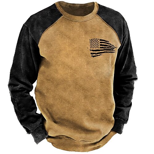 

Men's Sweatshirt Pullover Graphic Patterned Color Block National Flag Print Casual Daily Sports Basic Streetwear Hoodies Sweatshirts Brown