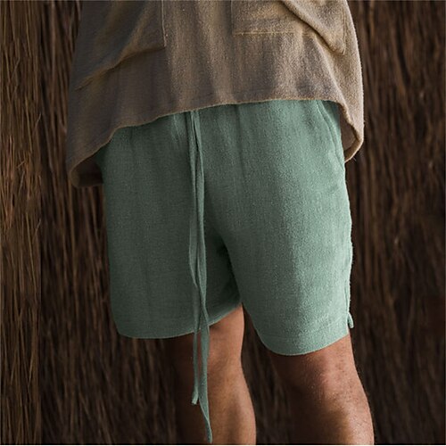 

Men's Classic Style Fashion Active Shorts Drawstring Elastic Waist Short Pants Sports Outdoor Casual Micro-elastic Solid Color Cotton Blend Comfort Breathable Mid Waist Light Green M L XL XXL