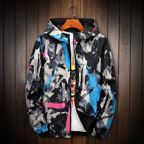 

Men's Coat Windproof Street Zipper Graphic 3D Printed Graphic Hoodie Sporty Jacket Outerwear Long Sleeve Pocket Winter