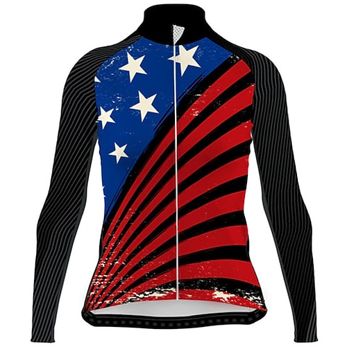 

21Grams Women's Long Sleeve Cycling Jersey Bike Top with 3 Rear Pockets Mountain Bike MTB Road Bike Cycling Breathable Quick Dry Moisture Wicking Black American / USA Spandex Polyester Sports