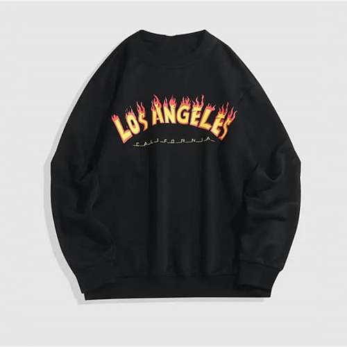 

Men's Sweatshirt Pullover Black Crew Neck Graphic Letter Print Going out Streetwear Designer Casual Winter Fall & Winter Clothing Apparel Hoodies Sweatshirts Long Sleeve