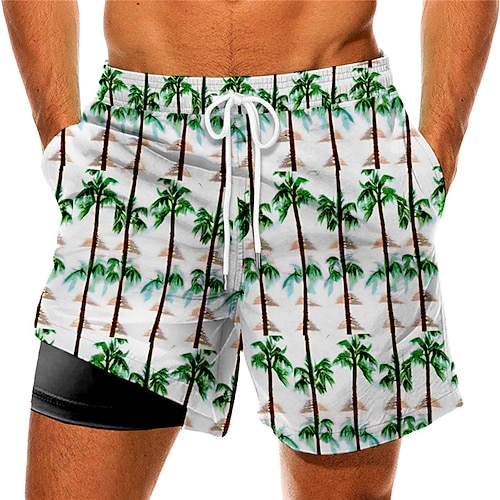 

Men's Swim Trunks Swim Shorts Quick Dry Board Shorts Bathing Suit Compression Liner with Pockets Drawstring Swimming Surfing Beach Water Sports Tropical Printed Spring Summer