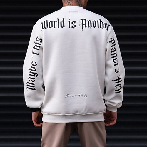 

Men's Sweatshirt Pullover Graphic Patterned Letter Daily Holiday Going out Hot Stamping Casual Streetwear Hoodies Sweatshirts White