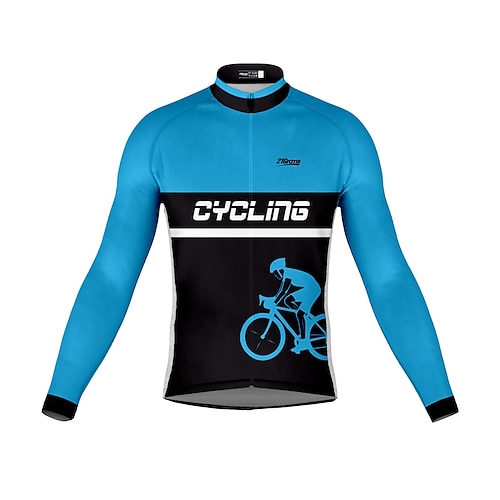 

21Grams Men's Cycling Jersey Long Sleeve Bike Top with 3 Rear Pockets Mountain Bike MTB Road Bike Cycling Breathable Quick Dry Moisture Wicking Reflective Strips Blue Graphic Color Block Polyester