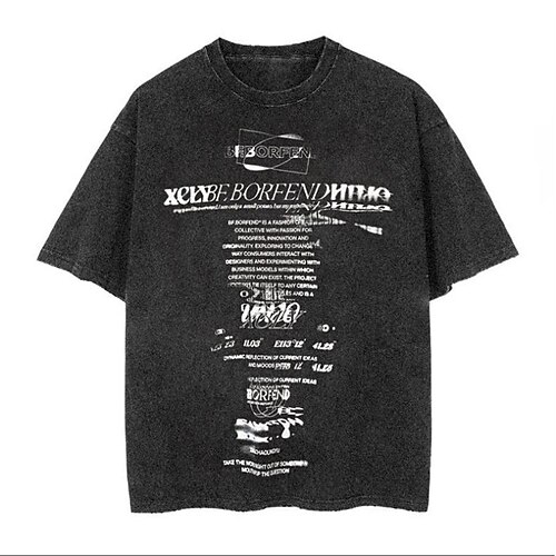 

Men's Unisex T shirt Tee 3D Print Graphic Prints Letter Crew Neck Street Daily Print Short Sleeve Tops Designer Casual Vintage Big and Tall Black / Gray / Summer / Summer