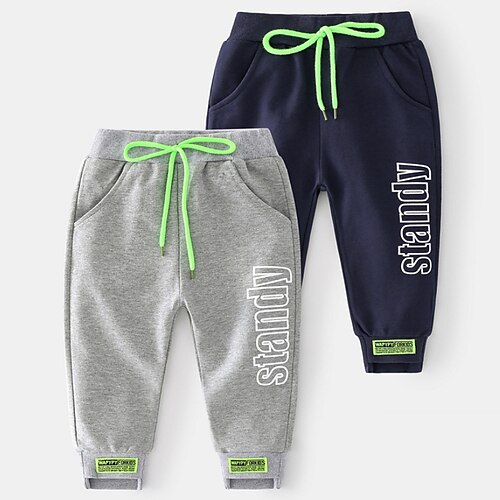 

Kids Boys Pants Gray Navy Blue Solid Colored Fall Spring Active Casual 3-6 Years