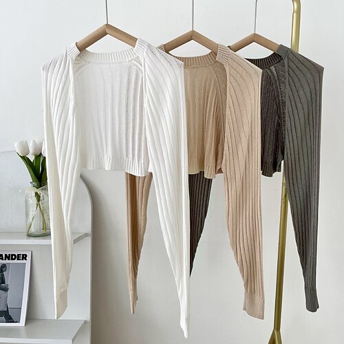 

Women Solid Elegant Breathable Sun Shading Leisure Cardigans Female All-match Shawl Plain Tops Thin Knitted Shawl