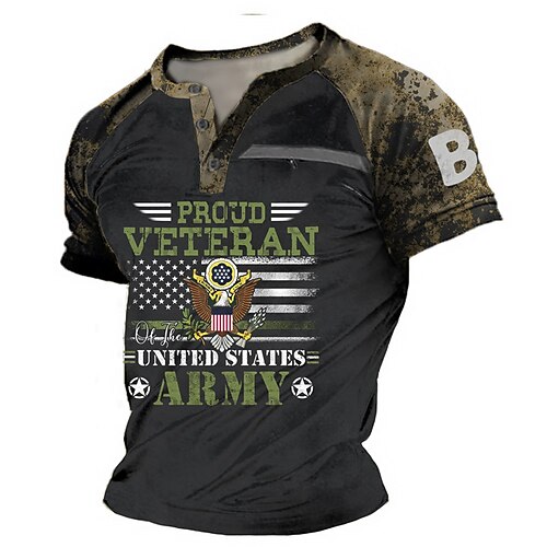 

Men's Henley Shirt Tee T shirt Tee Graphic Patterned Color Block Letter Plus Size Henley Daily Sports Patchwork Button-Down Short Sleeve Tops Designer Basic Casual Classic Black / Summer