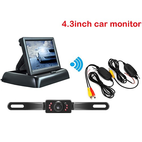

4.3 inch LCD 1080p 1/4 inch color CMOS Wireless 120 Degree 4.3 inch Car Rear View Kit Foldable / LCD Screen / Brightness adjustment for Car Reversing camera