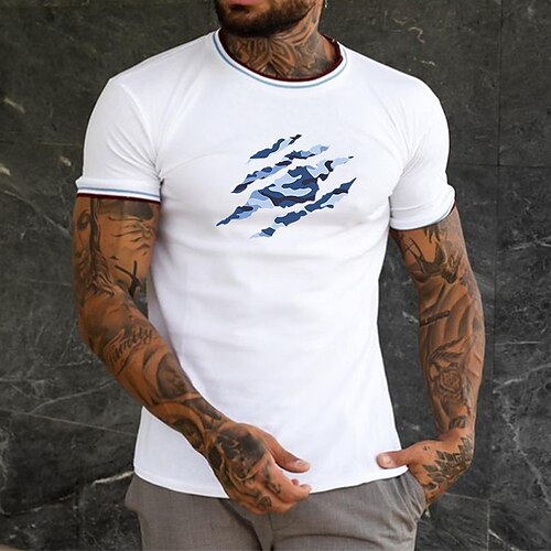 

Men's Unisex T shirt Tee Hot Stamping Camouflage Graphic Prints Crew Neck Street Daily Print Short Sleeve Tops Designer Casual Big and Tall Sports White / Summer / Summer