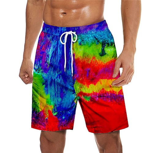 

Men's Swim Trunks Swim Shorts Quick Dry Board Shorts Bathing Suit Mesh Lining with Pockets Drawstring Swimming Surfing Beach Water Sports Tie Dye Printed Spring Summer