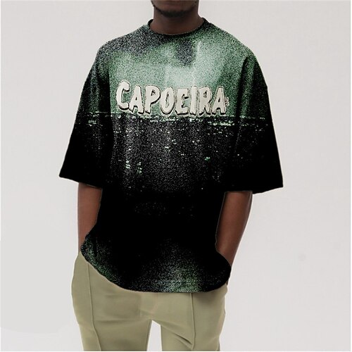 

Men's T shirt Tee 3D Print Graphic Patterned Letter Plus Size Crew Neck Daily Sports Print Half Sleeve Tops Designer Basic Casual Oversized Black / Summer