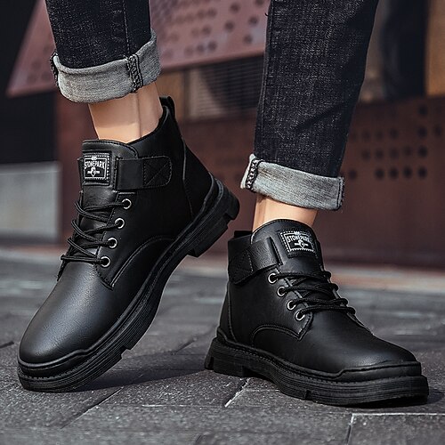 

Men's Boots Casual Daily PU Mid-Calf Boots Black Brown Fall Winter