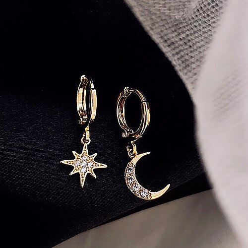 

Women's Drop Earrings Hoop Earrings Earrings Geometrical Moon Star Stylish Simple Luxury Vintage Cute Earrings Jewelry Gold For Party Street Daily Holiday Festival 2pcs / Mismatch Earrings