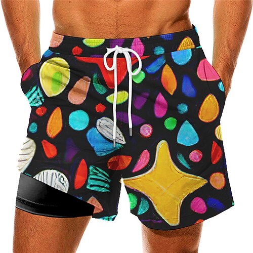 

Men's Swim Trunks Swim Shorts Quick Dry Board Shorts Bathing Suit Compression Liner with Pockets Drawstring Swimming Surfing Beach Water Sports Printed Spring Summer