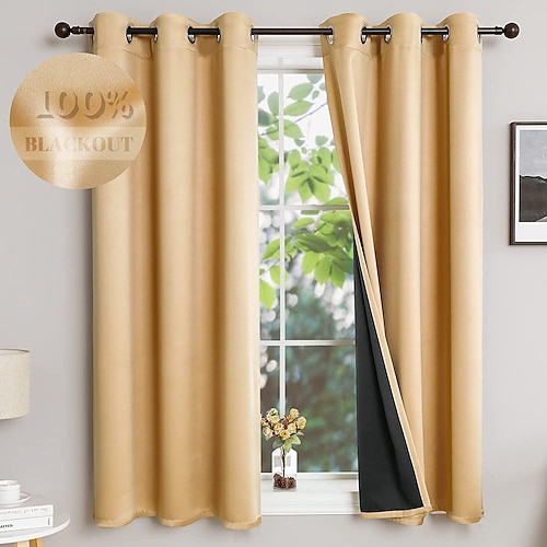 

1 Panel 100% Blackout Curtains Thermal Insulated Window Curtains for Bedroom,Grommet Window Treatment Curtain, Light Blocking Drapes for Living Room