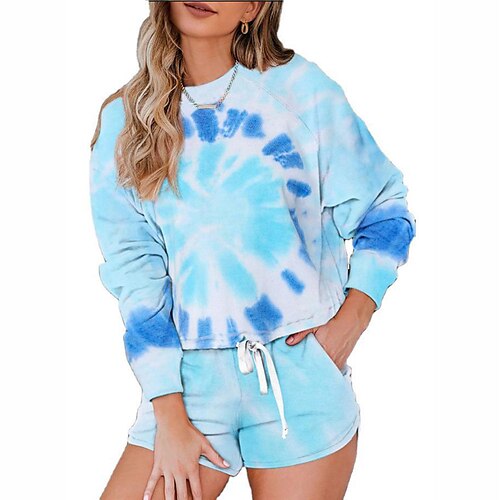 

Women's Basic Tie Dye Casual Daily Two Piece Set T shirt Tee Shorts Tops