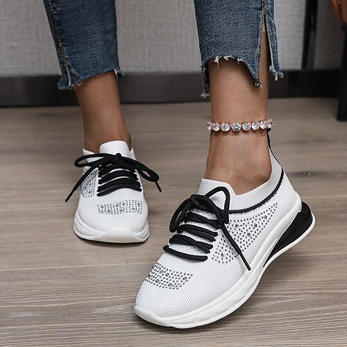 

Women's Trainers Athletic Shoes Daily Plus Size Fantasy Shoes Flyknit Shoes Summer Wedge Heel Running Shoes Elastic Fabric Lace-up Black Yellow Orange