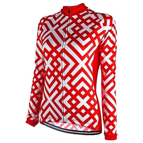 

21Grams Women's Cycling Jersey Long Sleeve Bike Top with 3 Rear Pockets Mountain Bike MTB Road Bike Cycling Breathable Quick Dry Moisture Wicking Red Spandex Polyester Sports Clothing Apparel