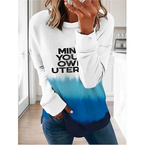 

Women's Sweatshirt Letter Patchwork Print Casual Daily Sports 3D Print Casual Athletic Hoodies Sweatshirts Blue Light Blue