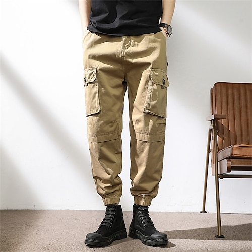 

Men's Cargo Pants Hiking Pants Trousers Work Pants Military Winter Outdoor Loose Ripstop Breathable Multi Pockets Sweat wicking Sweatpants Bottoms Full Length Elastic Waist Dark Grey Black Cotton