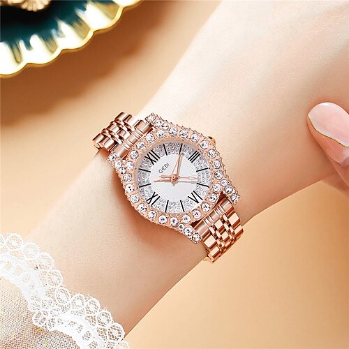 

Quartz Watch for Women Analog Quartz Stylish Glitter Luxury Diamond / Rhinestone Decorated Case Creative Stainless Steel Stainless Steel Creative / One Year