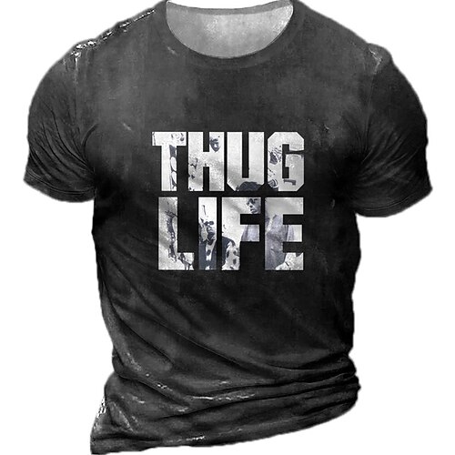 

Men's Unisex T shirt Tee 3D Print Graphic Patterned Letter Crew Neck Street Daily Print Short Sleeve Tops Designer Casual Vintage Big and Tall Black Army Green Brown / Summer