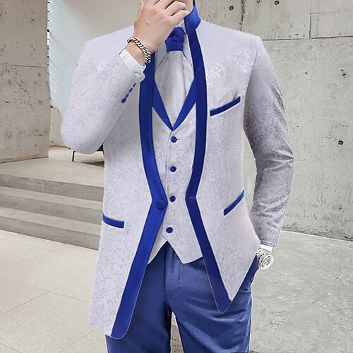 

White Men's Wedding Business / Ceremony / Wedding Suits 3 Piece Patterned Tailored Fit Single Breasted One-button 2022