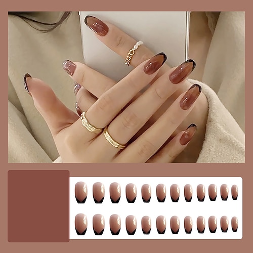 

negle aftagelig manicure patch slid neglestykke ballet negl enkel sort fransk ultratynde falske negle