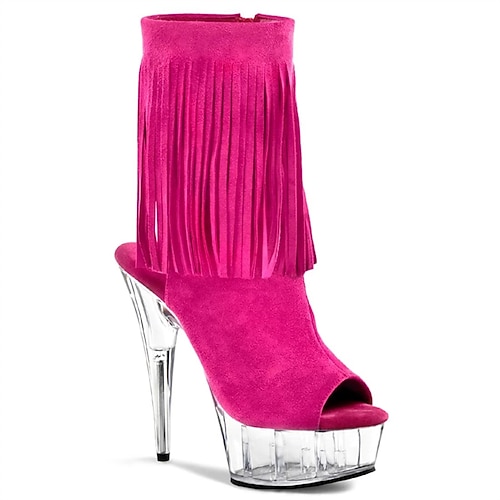 

Women's Pole Dancing Shoes Performance Pole Dancing Stilettos Ankle Boots Platform Solid Color Slim High Heel Peep Toe Zipper Adults' Bright Black White Black