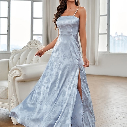 

Women's Party Dress Satin Dress Swing Dress Light Blue Sleeveless Tie Dye Backless Spring Summer Spaghetti Strap Fashion Party Evening Party 2022 S M L XL