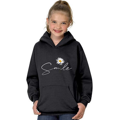 

Kids Girls' Hoodie Floral Outdoor 3D Print Long Sleeve Pocket Fashion 3-13 Years Fall Black