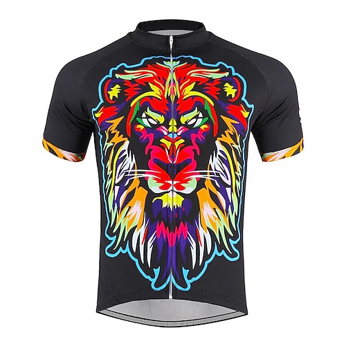

21Grams Men's Cycling Jersey Short Sleeve Bike Top with 3 Rear Pockets Mountain Bike MTB Road Bike Cycling Breathable Quick Dry Moisture Wicking Reflective Strips Black Animal Polyester Spandex Sports